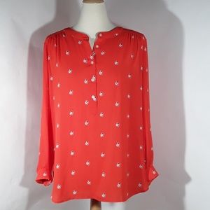 LOFT orange blouse with cute little circle designs